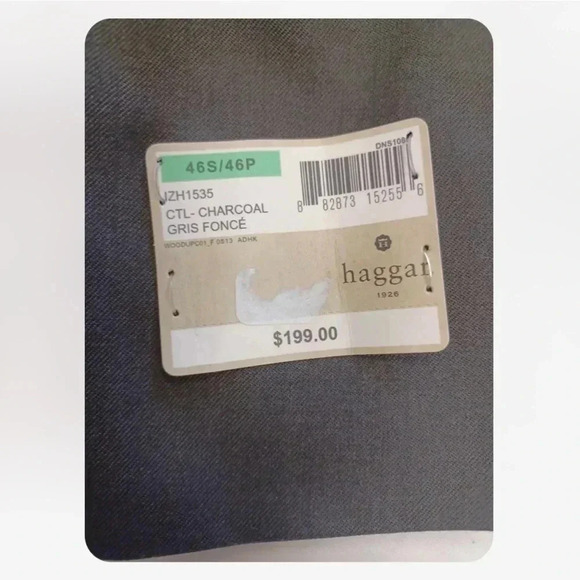 Haggar 100% Wool Charcoal 2 Piece  Suit Size 46 S/P - Picture 12 of 14